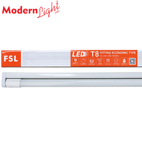 Đèn tuýp LED liền máng T8 0,6m 9W FSL T8-9W-YT